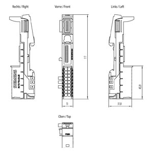 SIMATIC ET 200SP SOCLU BU15-P16+A0+2B( BU15MM, 16 PINI, 0 AUX, TRIMITE POTENTIALUL CATRE URMATORUL MODUL , TIP SOCLU A0 